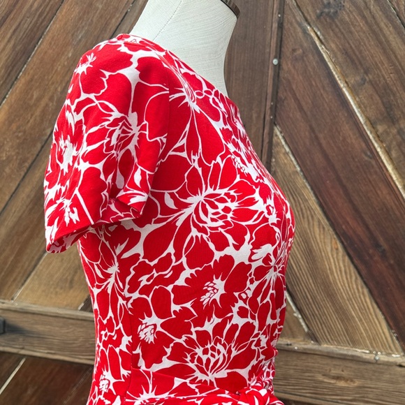 Diane Von Furstenberg Zoe in Dahlia small Poppy Floral Mini Red Dress 0 - Picture 6 of 13